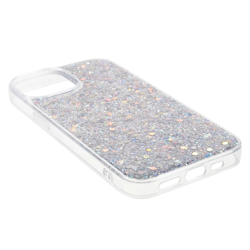 For iPhone 14 Case Glitter Soft TPU Smartphone Cover - Silver - 5