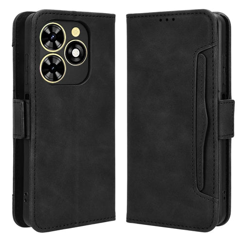 For TECNO Spark Go 2024 4G BG6 / Spark 20C BG7 / Pop 8 Leather Case Wallet Stand Phone Cover - Black - 1