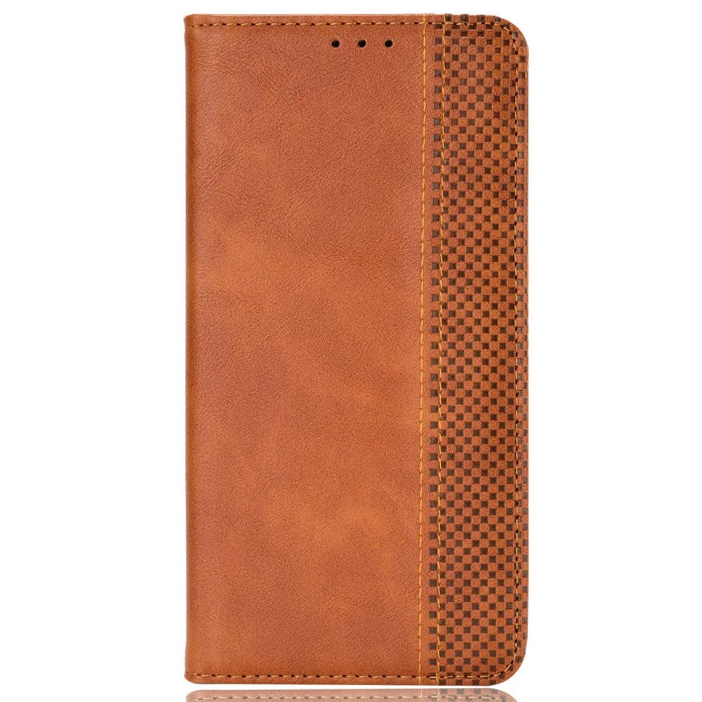 For Samsung Galaxy A15 5G Leather Case Retro Phone Cover with Wallet Stand - Brown - 6