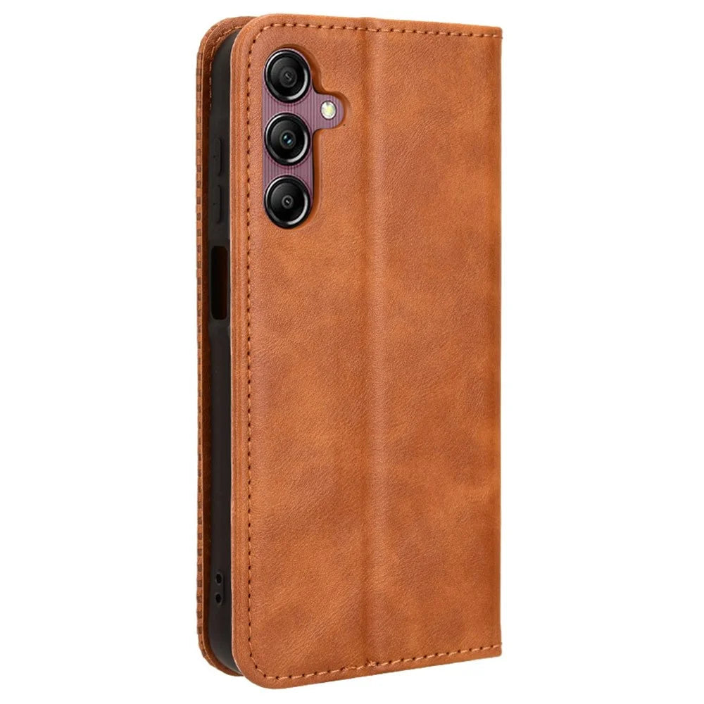 For Samsung Galaxy A15 5G Leather Case Retro Phone Cover with Wallet Stand - Brown - 7