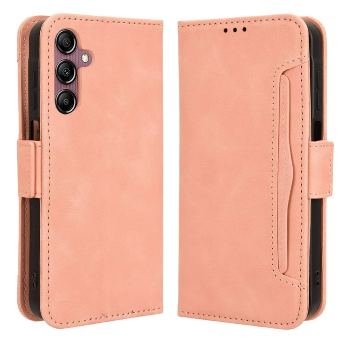 For Samsung Galaxy A15 5G Case Multiple Card Holder Stand Phone Leather Cover - Pink - 1