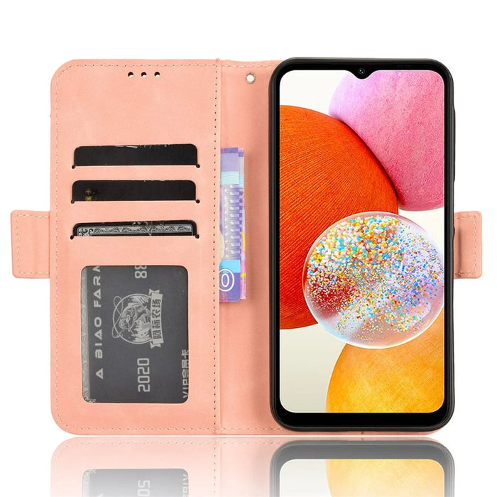 For Samsung Galaxy A15 5G Case Multiple Card Holder Stand Phone Leather Cover - Pink - 3
