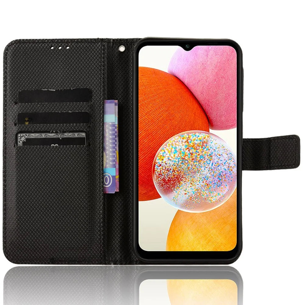For Samsung Galaxy A15 5G Case Diamond Texture Leather Wallet Phone Cover - Black - 2