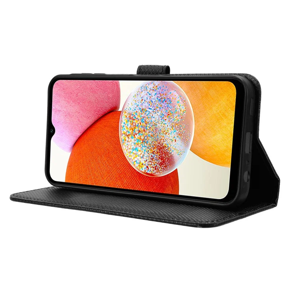 For Samsung Galaxy A15 5G Case Diamond Texture Leather Wallet Phone Cover - Black - 3