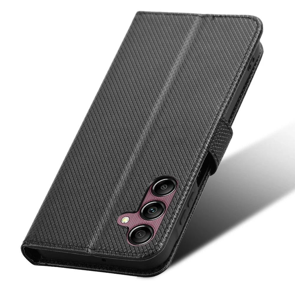 For Samsung Galaxy A15 5G Case Diamond Texture Leather Wallet Phone Cover - Black - 5