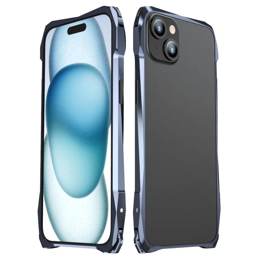 LUPHIE For iPhone 15 Plus Protective Bumper Frame Anti-scratch Metal Case - Dark Blue - 1