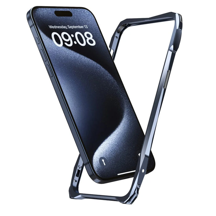 LUPHIE For iPhone 15 Plus Protective Bumper Frame Anti-scratch Metal Case - Dark Blue - 5