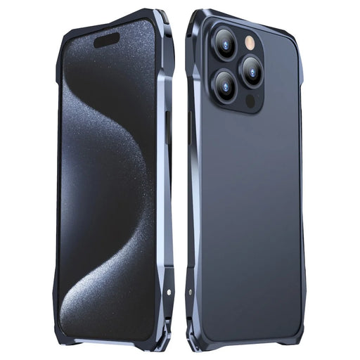 LUPHIE For iPhone 15 Pro Bumper Case Metal Scratch-resistant Protective Phone Frame Case - Dark Blue - 1