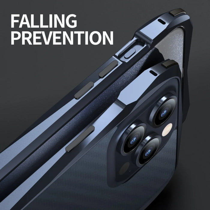 LUPHIE For iPhone 15 Pro Max Phone Bumper Frame Screw Lock Anti-drop Protective Case - Dark Blue - 7