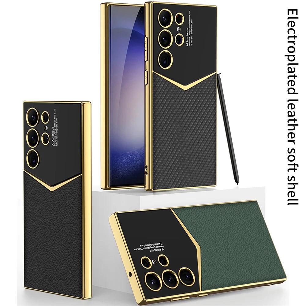 GKK Cell Phone Cases for Samsung Galaxy S24 Ultra , PU Leather+PC+TPU Electroplating Cover - Black - 2