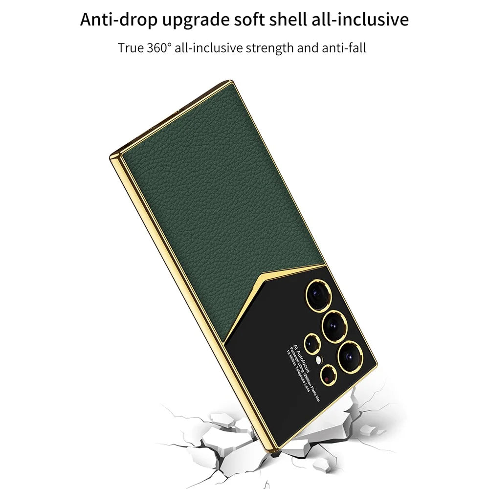 GKK Cell Phone Cases for Samsung Galaxy S24 Ultra , PU Leather+PC+TPU Electroplating Cover - Black - 7