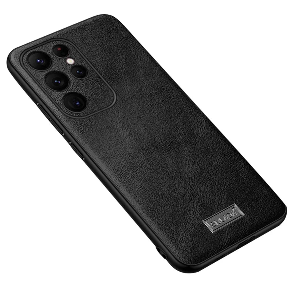 SULADA Cell Phone Cases for Samsung Galaxy S24 Ultra PU Leather+TPU+PC Cover - Black - 1