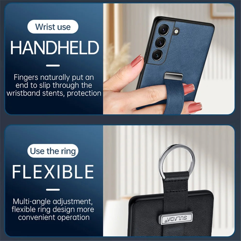 SULADA Fashion Series for Samsung Galaxy S24+ Case Leather+PC+TPU Crazy Horse Phone Back Shell - Blue - 7