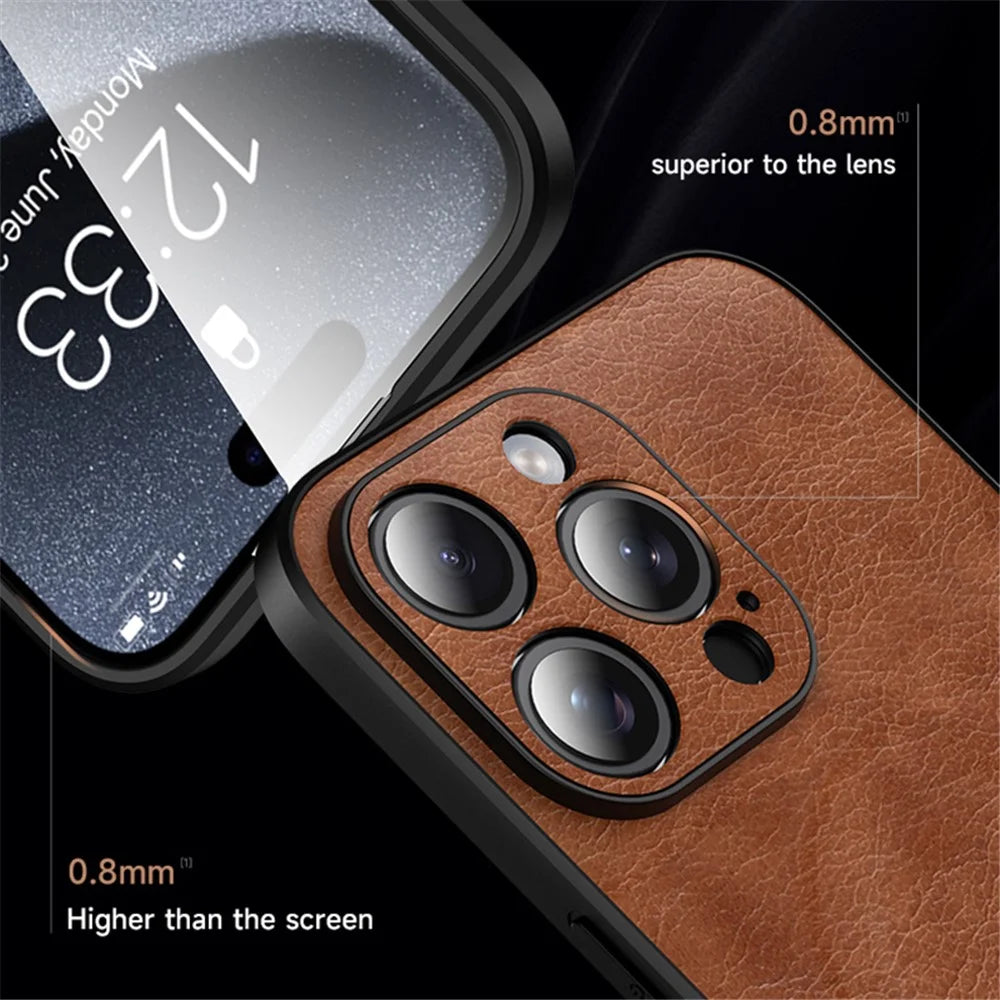 SULADA Magnetic Series for iPhone 15 Pro Max Phone Case Compatible with MagSafe Leather Back Cover - Brown - 5