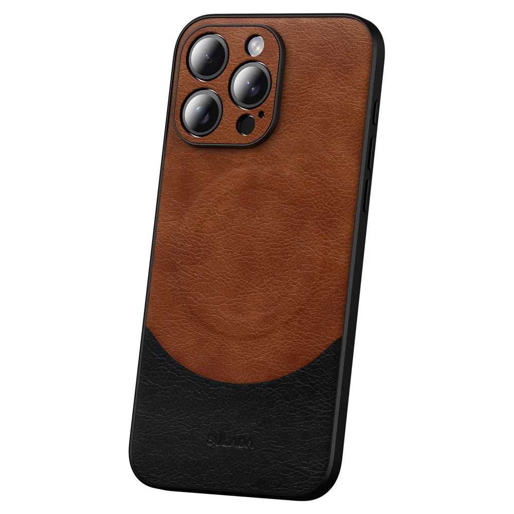 SULADA Magnetic Series for iPhone 15 Pro Shockproof Phone Cover Non-Slip Grip Back Case - Light Brown - 1
