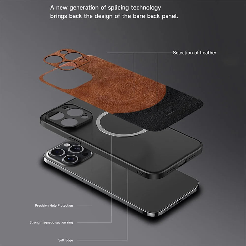 SULADA Magnetic Series for iPhone 15 Pro Shockproof Phone Cover Non-Slip Grip Back Case - Light Brown - 6