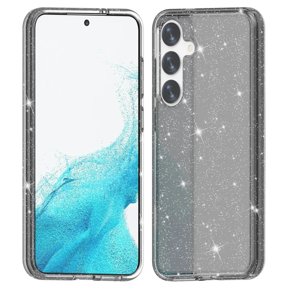 For Samsung Galaxy S24 Case Anti-scratch Sparkly Glitter Phone Cover - Black - 1