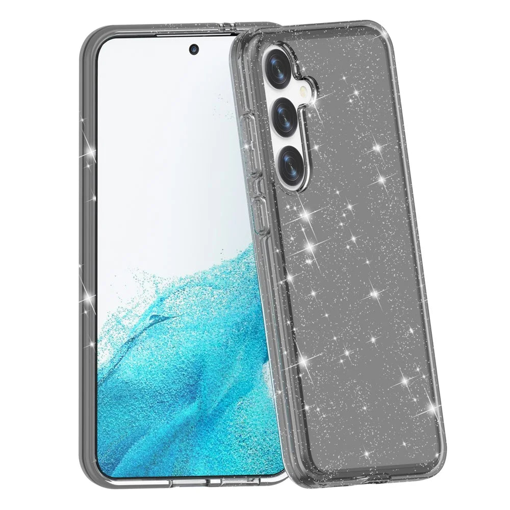 For Samsung Galaxy S24 Case Anti-scratch Sparkly Glitter Phone Cover - Black - 4