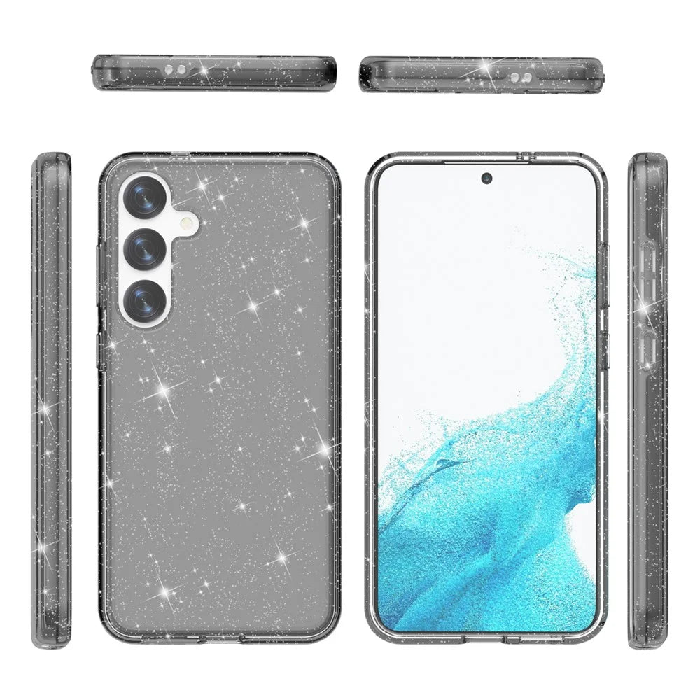 For Samsung Galaxy S24 Case Anti-scratch Sparkly Glitter Phone Cover - Black - 7