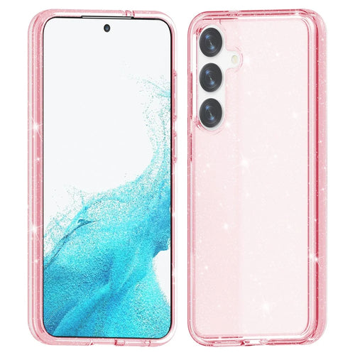For Samsung Galaxy S24+ Case PC + TPU Shiny Glitter Phone Cover - Pink - 1