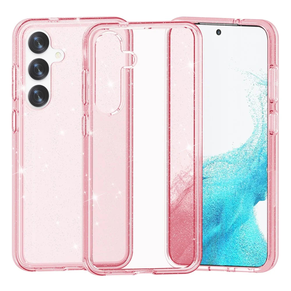 For Samsung Galaxy S24+ Case PC + TPU Shiny Glitter Phone Cover - Pink - 2