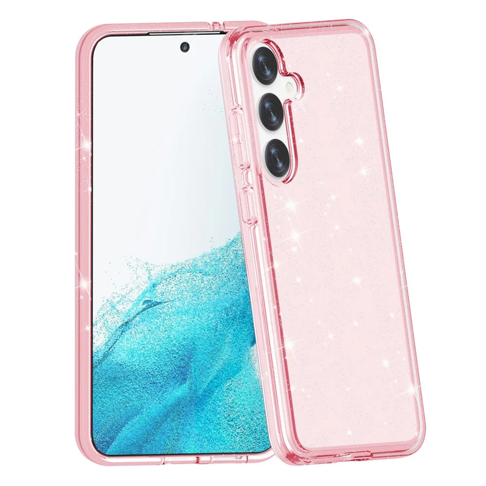 For Samsung Galaxy S24+ Case PC + TPU Shiny Glitter Phone Cover - Pink - 4