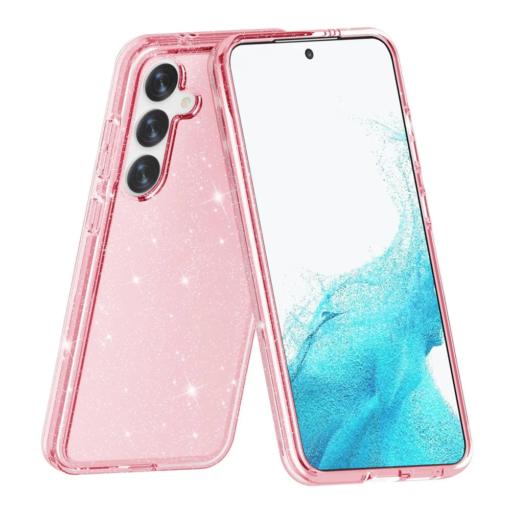For Samsung Galaxy S24+ Case PC + TPU Shiny Glitter Phone Cover - Pink - 5