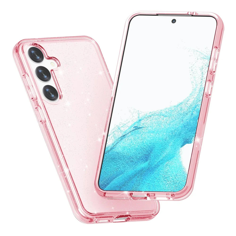 For Samsung Galaxy S24+ Case PC + TPU Shiny Glitter Phone Cover - Pink - 6