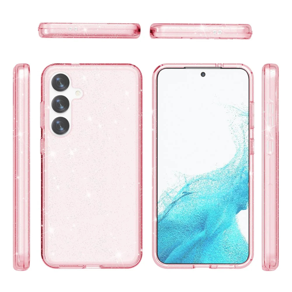 For Samsung Galaxy S24+ Case PC + TPU Shiny Glitter Phone Cover - Pink - 7