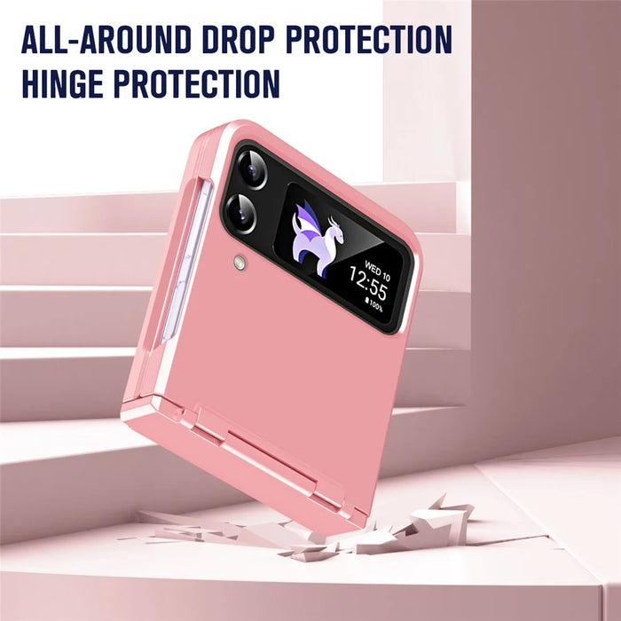 For Samsung Galaxy Z Flip3 5G / Z Flip4 5G Case Hinge Protection Hard PC Folding Phone Cover - Pink - 3