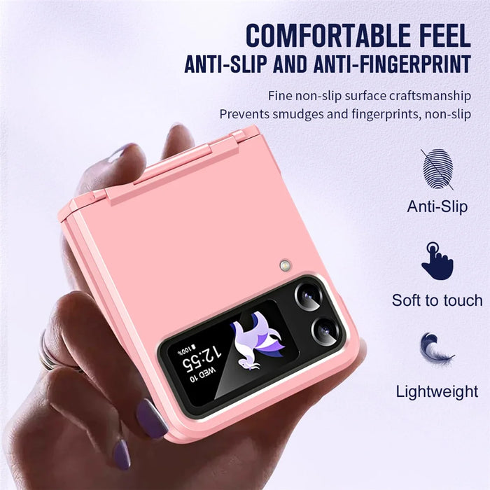 For Samsung Galaxy Z Flip3 5G / Z Flip4 5G Case Hinge Protection Hard PC Folding Phone Cover - Pink - 5