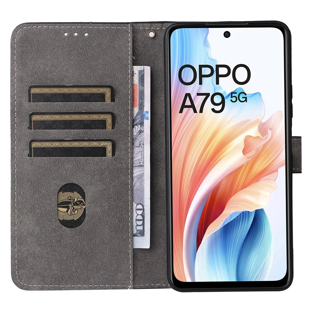 For Oppo A79 5G / A2 5G / OnePlus Nord N30 SE 5G Cell Phone Case with Strap RFID Blocking PU Leather Flip Cover - Black - 2