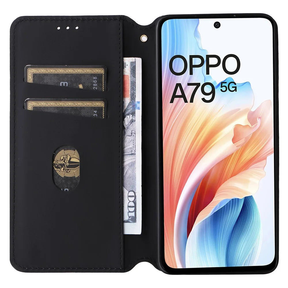 For Oppo A79 5G / A2 5G / OnePlus Nord N30 SE 5G PU Leather Cover Magnetic Cell Phone Case Wallet - Black - 2