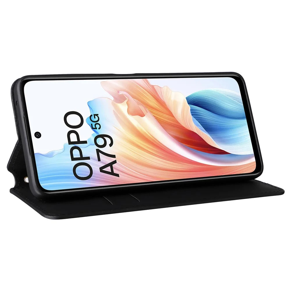 For Oppo A79 5G / A2 5G / OnePlus Nord N30 SE 5G PU Leather Cover Magnetic Cell Phone Case Wallet - Black - 3