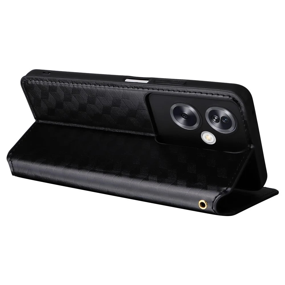 For Oppo A79 5G / A2 5G / OnePlus Nord N30 SE 5G PU Leather Cover Magnetic Cell Phone Case Wallet - Black - 4