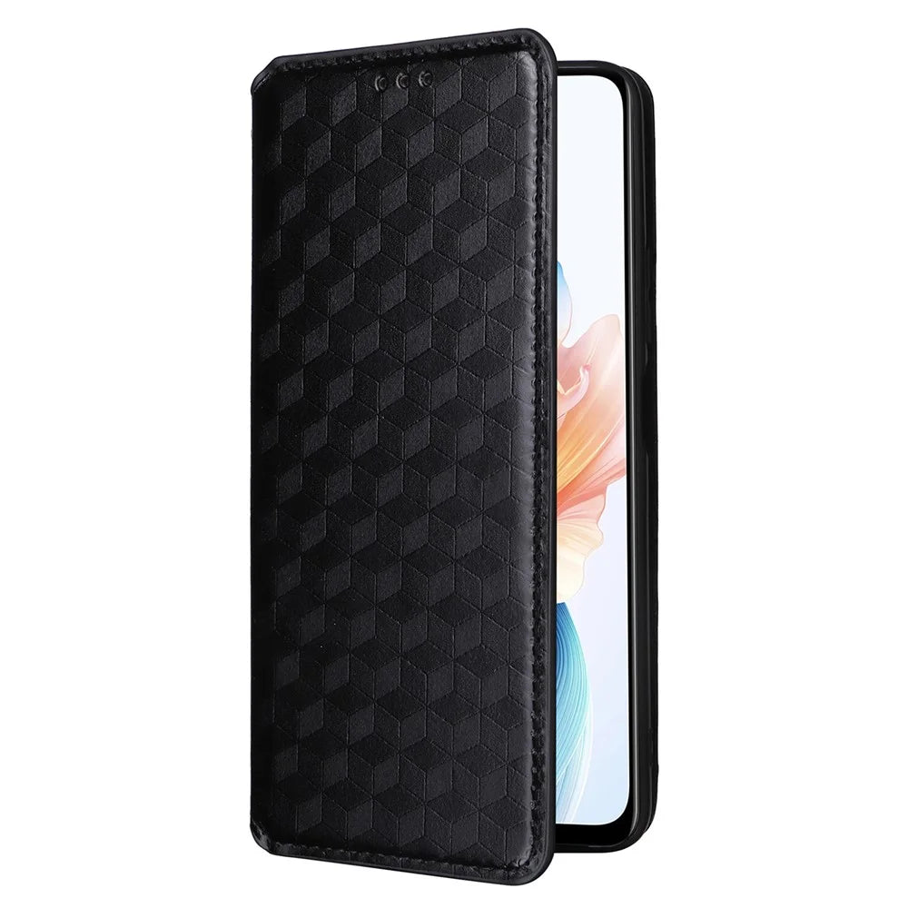 For Oppo A79 5G / A2 5G / OnePlus Nord N30 SE 5G PU Leather Cover Magnetic Cell Phone Case Wallet - Black - 5
