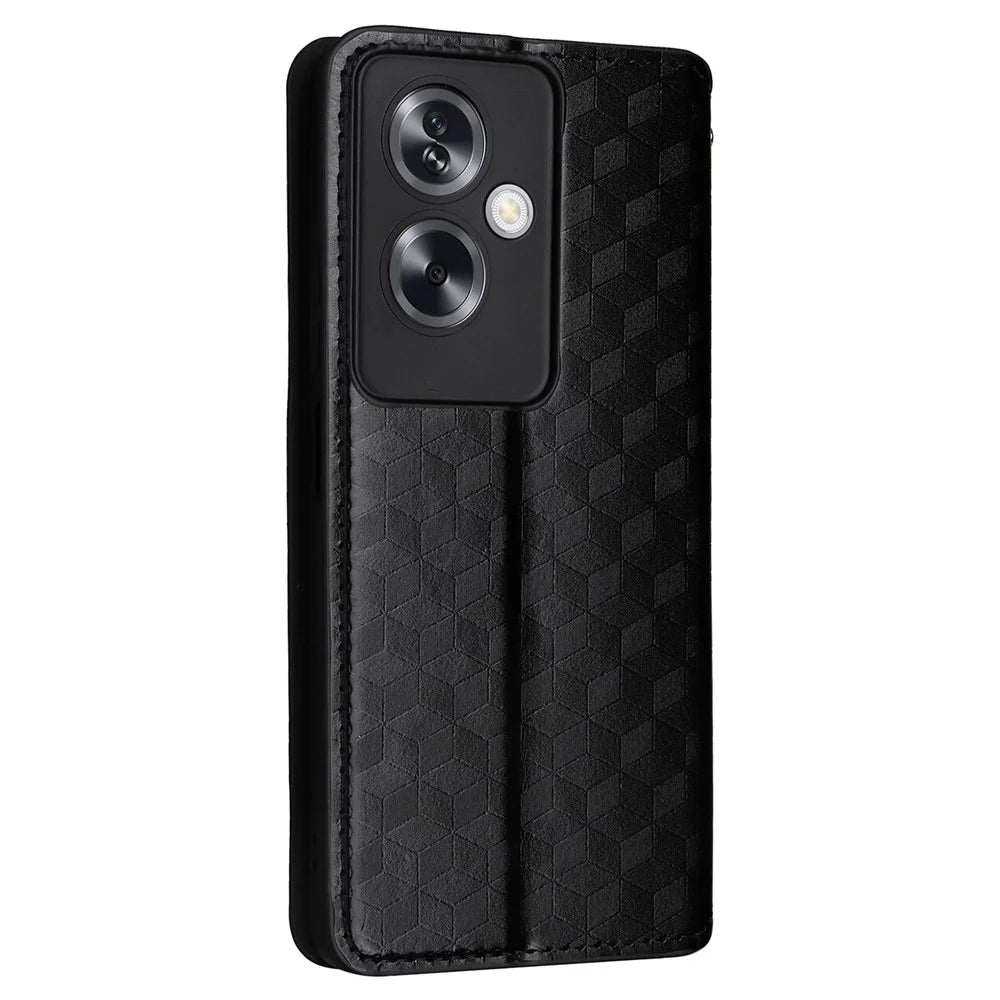 For Oppo A79 5G / A2 5G / OnePlus Nord N30 SE 5G PU Leather Cover Magnetic Cell Phone Case Wallet - Black - 6