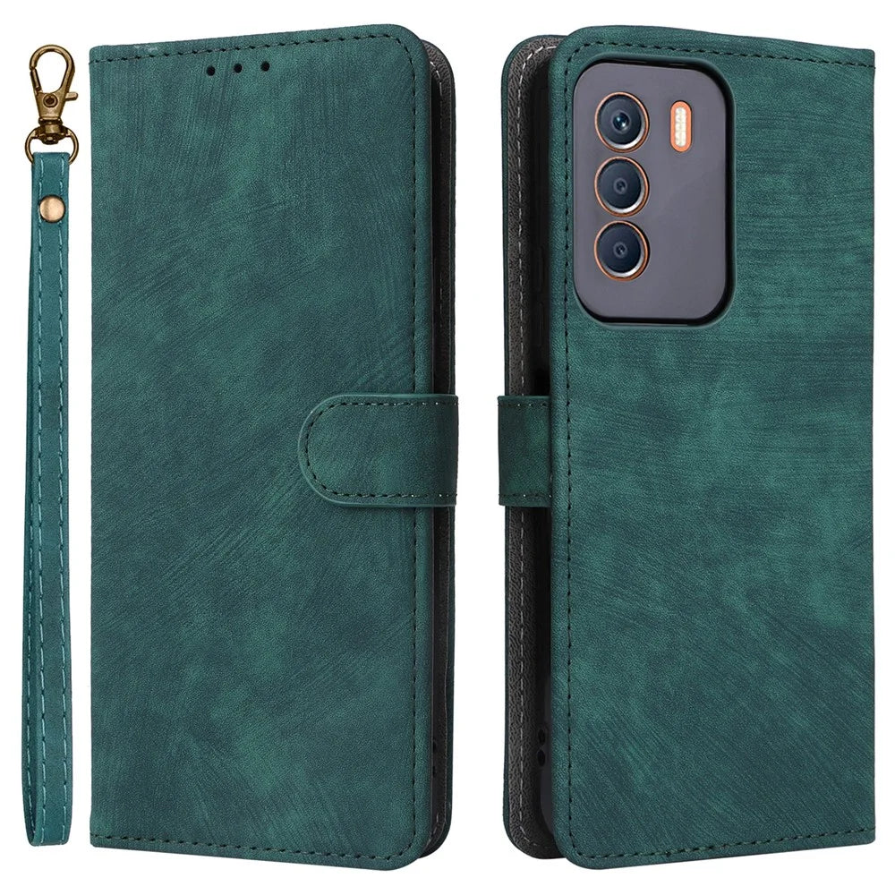 For Infinix Zero 5G 2023 X6815C X6815D Case RFID Blocking PU Leather Stand Cover with Strap - Green - 1