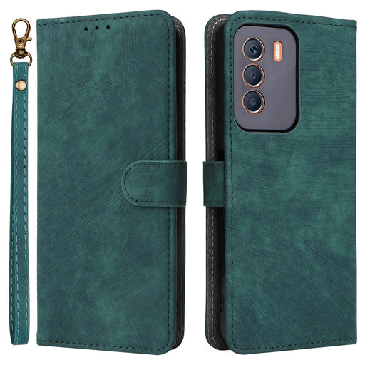 For Infinix Zero 5G 2023 X6815C X6815D Case RFID Blocking PU Leather Stand Cover with Strap - Green - 1