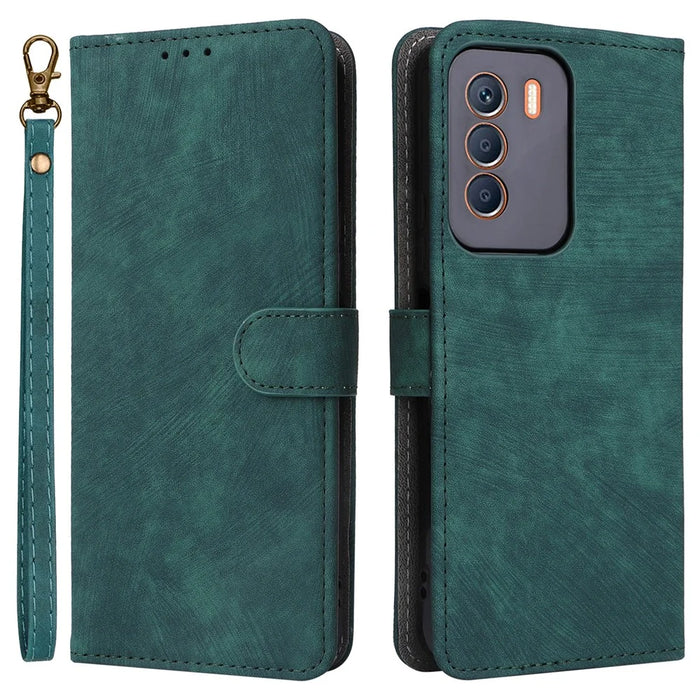 For Infinix Zero 5G 2023 X6815C X6815D Case RFID Blocking PU Leather Stand Cover with Strap - Green - 1