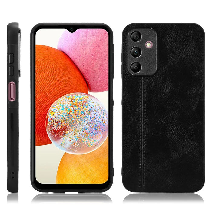 For Samsung Galaxy A15 4G Case Cowhide Texture PU+TPU+PC Cell Phone Case - Black - 6