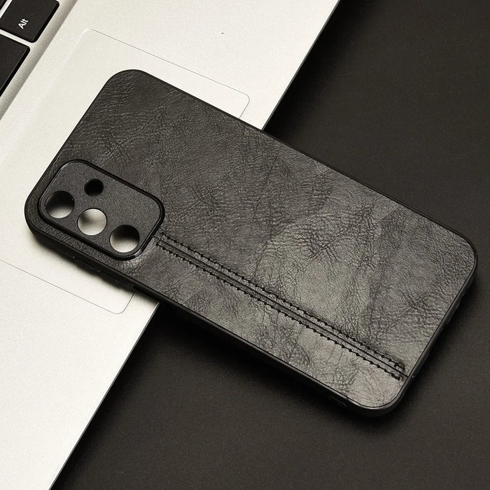For Samsung Galaxy A15 4G Case Cowhide Texture PU+TPU+PC Cell Phone Case - Black - 7