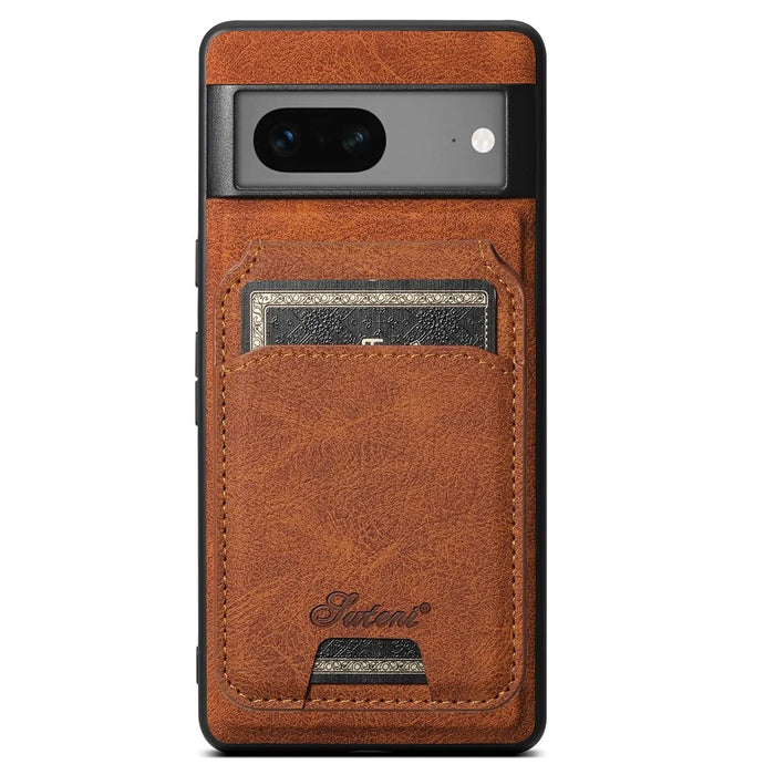 SUTENI H16 For Google Pixel 8 Case Magnetic Case Detachable Card Holder Cover - Khaki - 1
