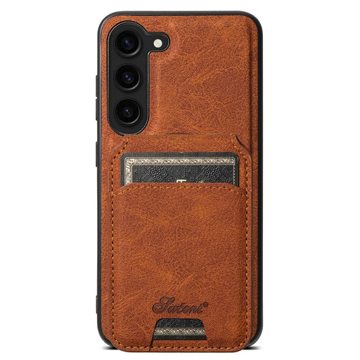 SUTENI H16 For Samsung Galaxy S23 Magnetic Detachable PU+TPU Anti-fall Cover Cell Phone Case - Khaki - 1