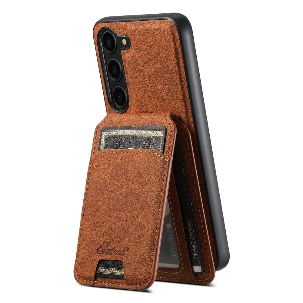 SUTENI H16 For Samsung Galaxy S23 Magnetic Detachable PU+TPU Anti-fall Cover Cell Phone Case - Khaki - 5
