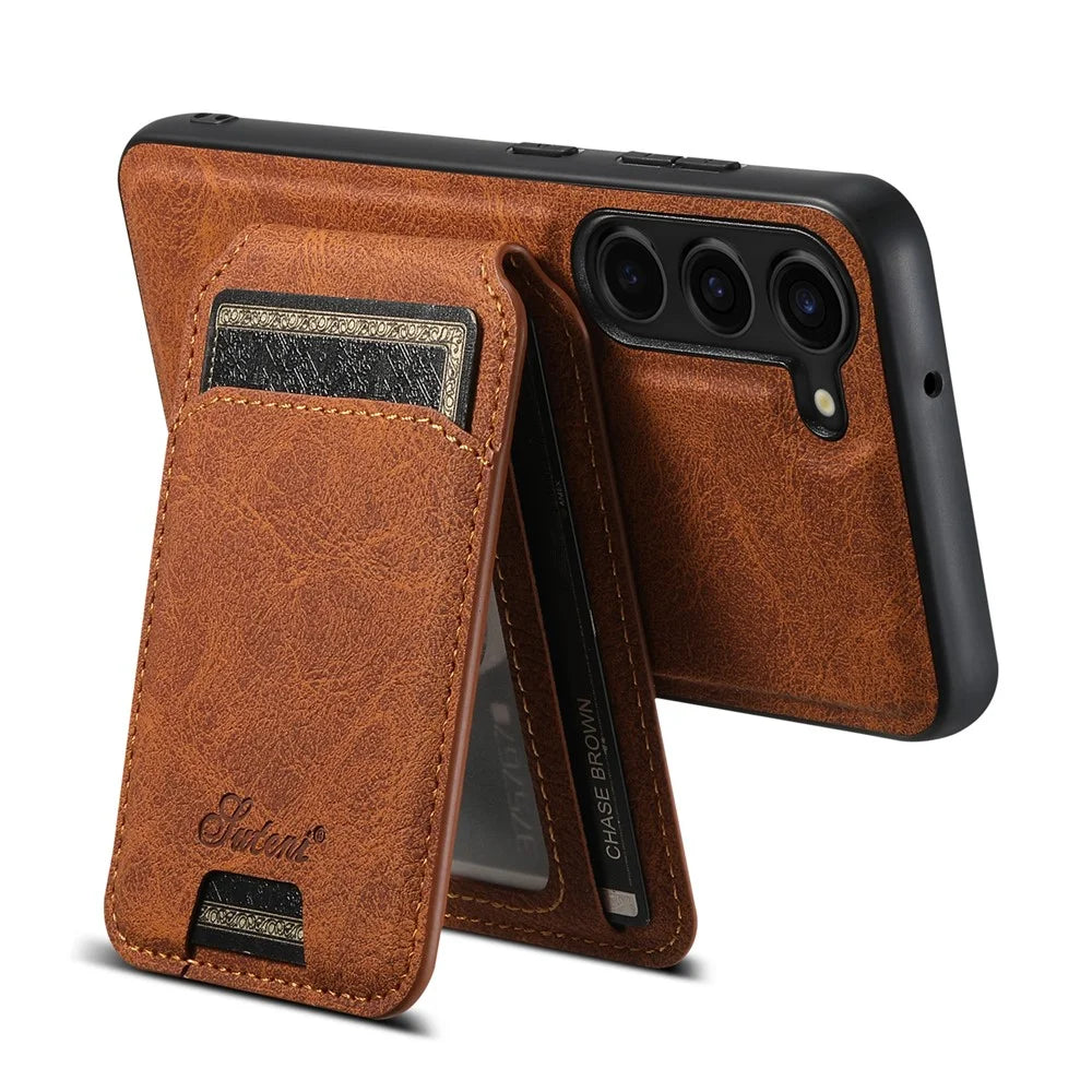 SUTENI H16 For Samsung Galaxy S23 Magnetic Detachable PU+TPU Anti-fall Cover Cell Phone Case - Khaki - 6