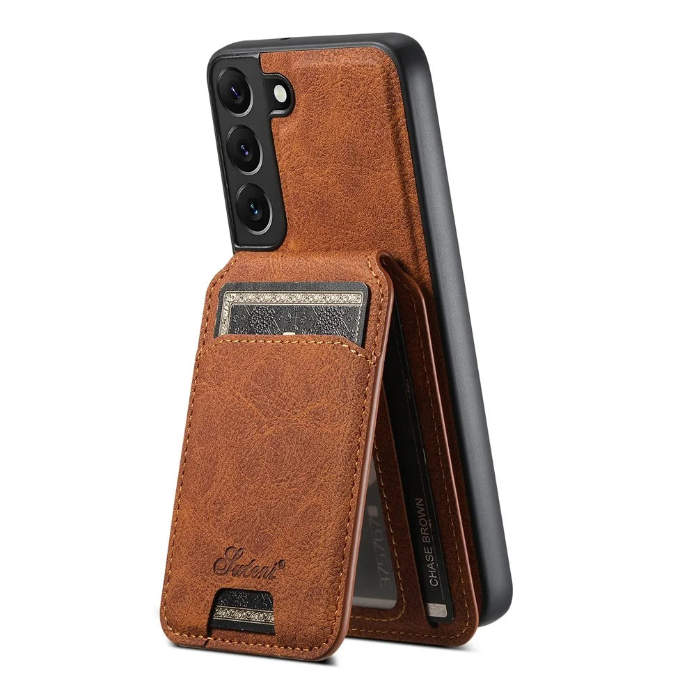 SUTENI H16 Anti-drop Cover for Samsung Galaxy S22+ 5G Magnetic Detachable PU+TPU Cell Phone Case - Khaki - 5