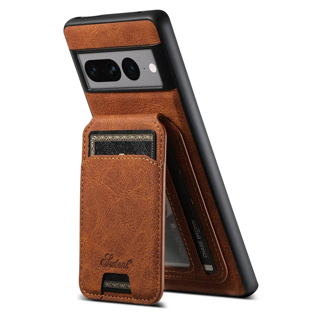 SUTENI H16 For Google Pixel 7 Pro 5G Magnetic Detachable Anti-drop Cover PU+TPU Cell Phone Case - Khaki - 5