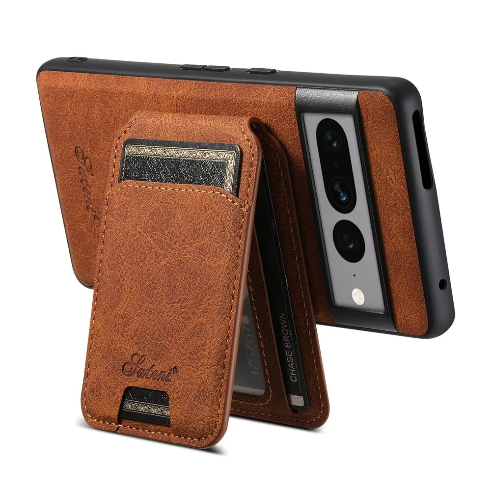 SUTENI H16 For Google Pixel 7 Pro 5G Magnetic Detachable Anti-drop Cover PU+TPU Cell Phone Case - Khaki - 6