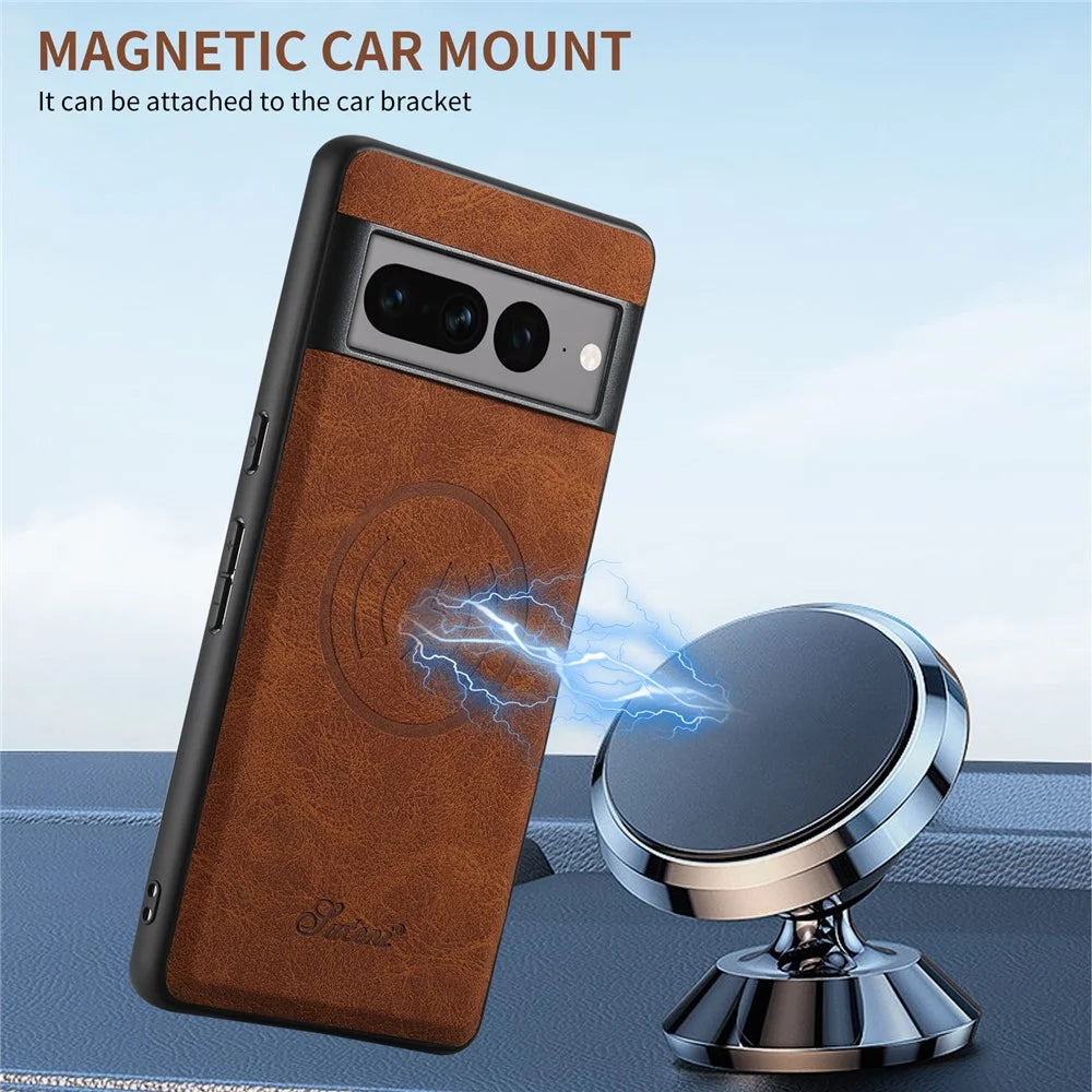 SUTENI H16 For Google Pixel 7 Pro 5G Magnetic Detachable Anti-drop Cover PU+TPU Cell Phone Case - Khaki - 7
